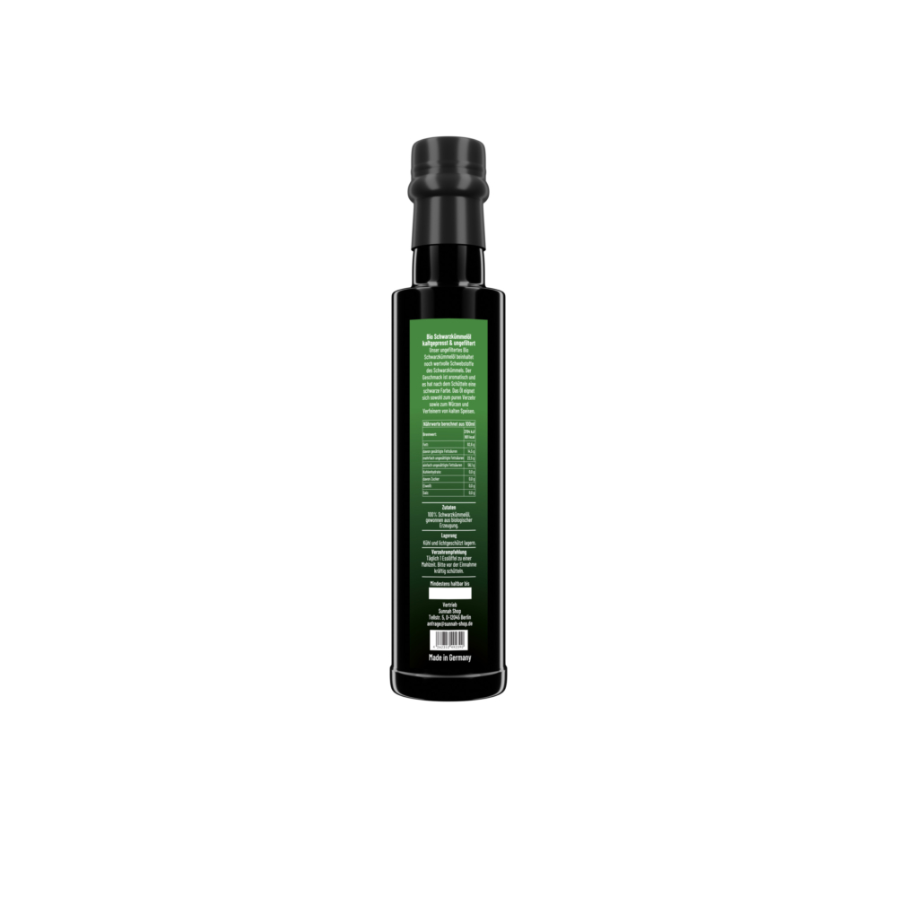 Bio Schwarzkümmelöl 250ml Nährwertangaben