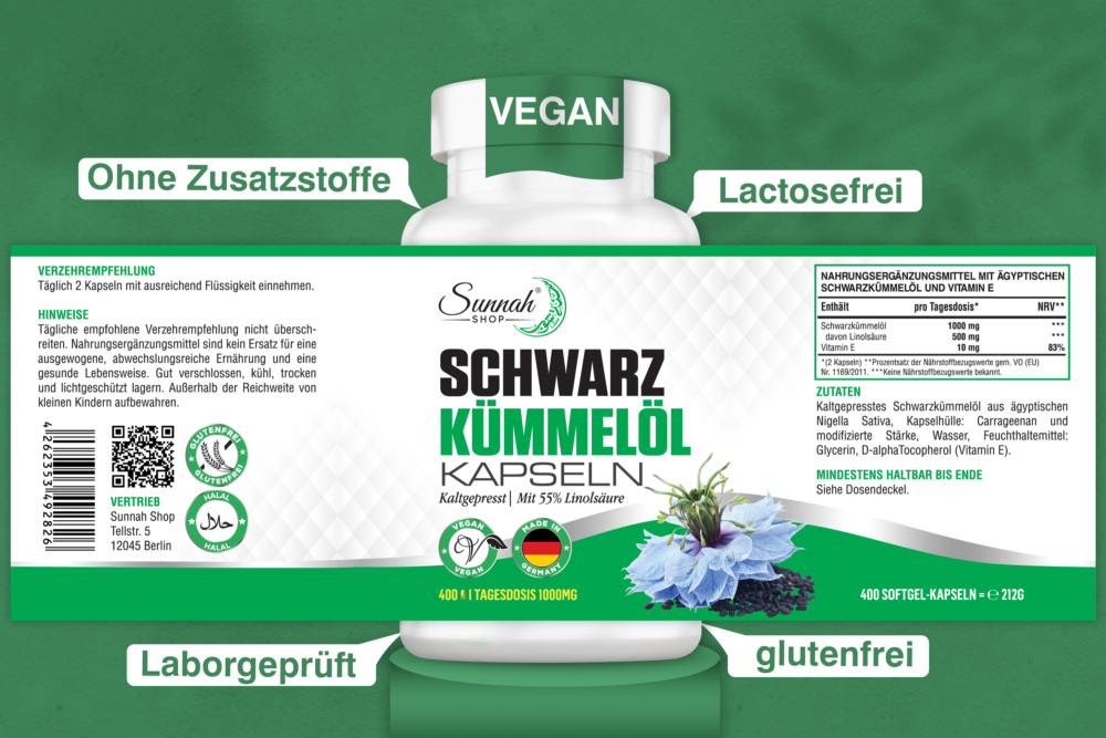 Vegane Schwarzkümmelöl Kapsen Label